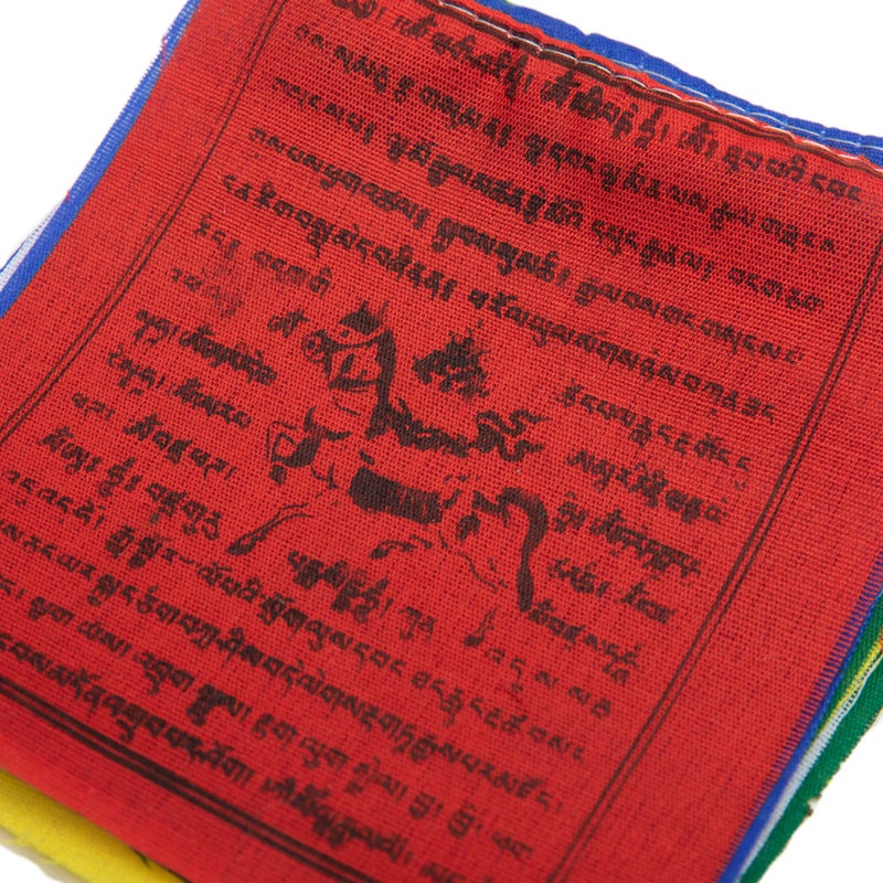 HIMALAYAN BAZAAR Tibetan Prayer Flags 12cm x 12cm - Outdoor Decoration Hand Printed Flags - Printed in Nepal Wind Horse Flag Affirmation - 5 Rolls - Image 3
