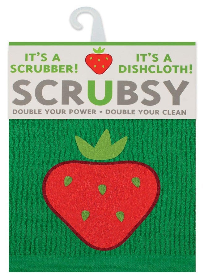MÜkitchen SCRUBSY 100% Cotton Kitchen Dish Cloth with Built in Scrubber | Various Designs and Super Absorbant (Strawberry)