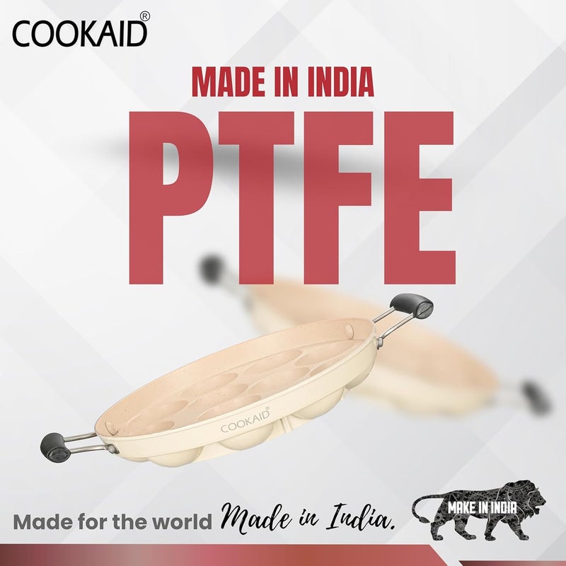 COOKAID Cast Iron Paniyaram Pan with Handle 12Pit 23cm | ISI Certified | Paniyaram Pan Nonstick Appe/Paddu Pan 100% Pure & Toxin-Free | Appam Patra, Paddu Maker Pans Gas Compatible - Image 5