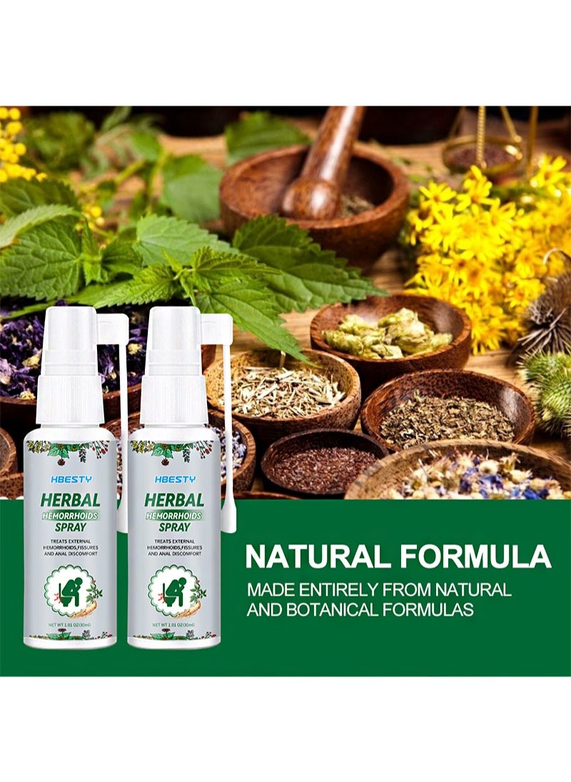 30ml Herbal Hemorrhoids Spray, Natural Herbal Formula, Treats Hemorrhoids, Quickly Reduces Swelling And Stops Bleeding (2PCS)