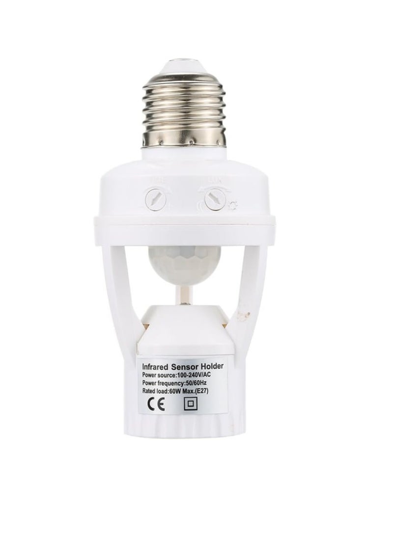 ABBASALI 360 Degree Detection PIR Infrared Motion Sensor E27 LED Light Lamp Base Holder Bulb Socket Day & Night 2 Modes  - Image 1
