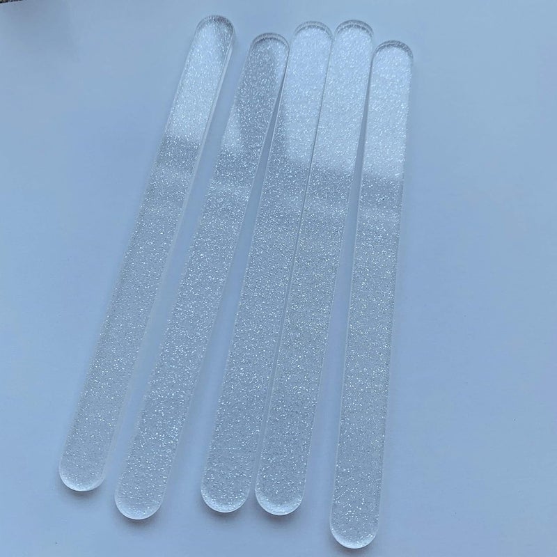 CHENRUI 20 Pcs Acrylic Cakesicle Popsicle Sticks for Ice Creamsicle Candy Apple (Clear Glitter) - Image 3