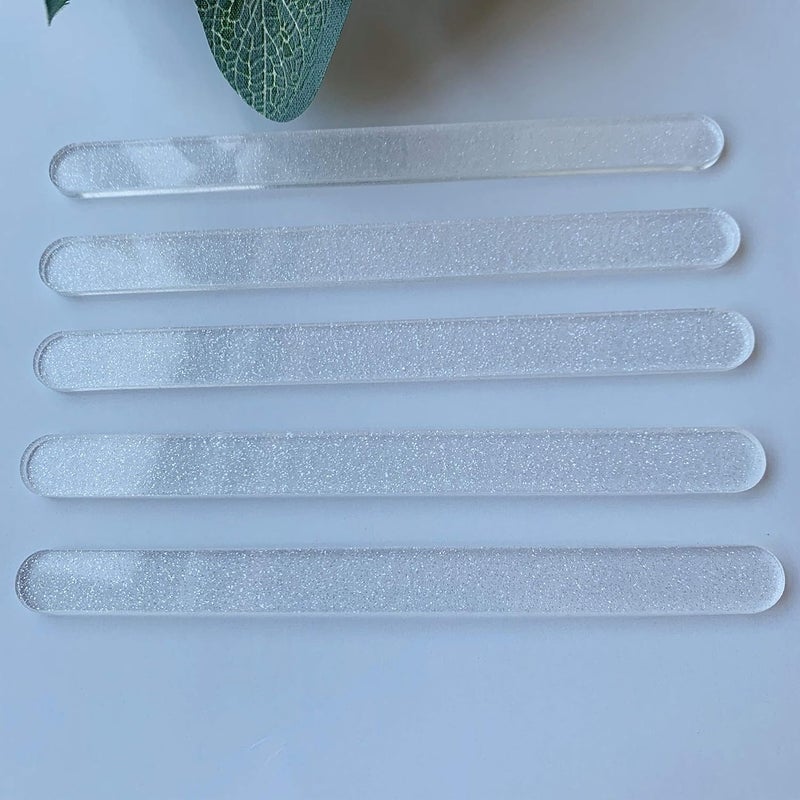 CHENRUI 20 Pcs Acrylic Cakesicle Popsicle Sticks for Ice Creamsicle Candy Apple (Clear Glitter) - Image 1