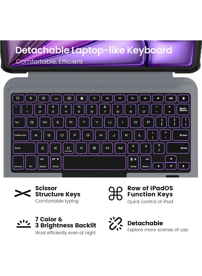 Nillkin Keyboard Case for iPad Pro 11(1st/2nd/3rd/4th Gen), iPad Air 5th&4th, iPad Air 11 inch Case with Keyboard(M3/M2), Magic Trackpad, Detachable Keyboard with 7 Backlight Colors, Black - Image 3