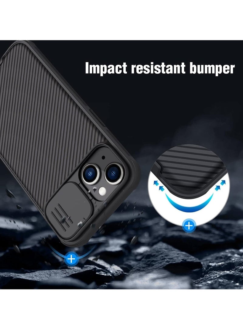 Raxoom Case for iPhone 15 Camshield Cover with Slide Camera Lens Protection - PC Back & TPU Bumper, Anti-Fingerprint Soft Touch Case (Black) - Image 3