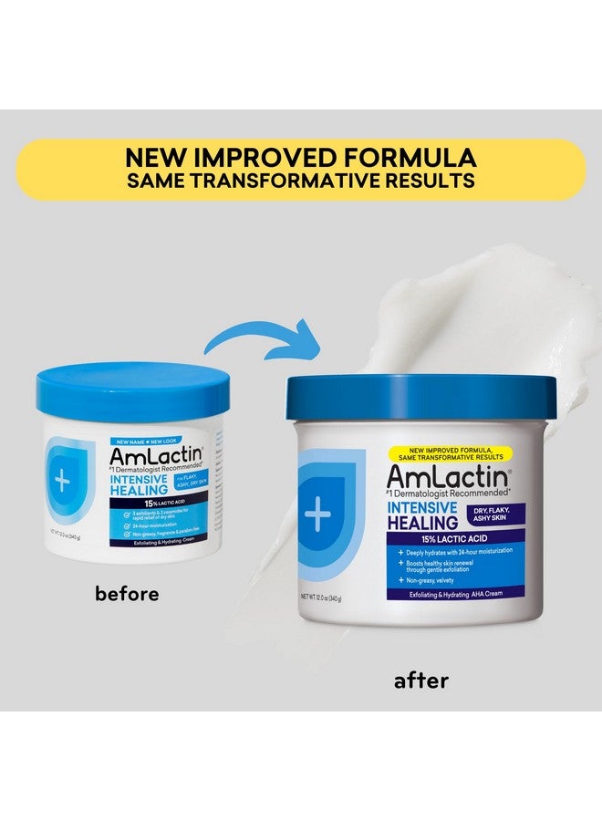 AmLactin Intensive Healing Body Cream - 12 oz Tub - 2-in-1 Exfoliator and Moisturizer for Dry Skin with 15% Lactic Acid and Ceramides for 24-Hour Moisturization - Image 3