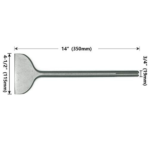 SPKLINE 4.5 Inch Wide Machine Sharpened Tile & Thinset Removal Scaling Chisel Bit Thinset Scraper & Floor Scraper, SDS MAX Shank,Semicircle Shape Scaling Blade, (4.5" X 14") - Image 2