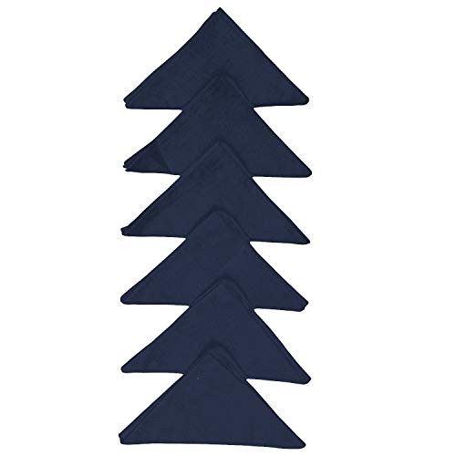 Dekor World Cotton Navy Blue Chevron Printed and Solid Napkin Set (Pack of 12) - Image 3