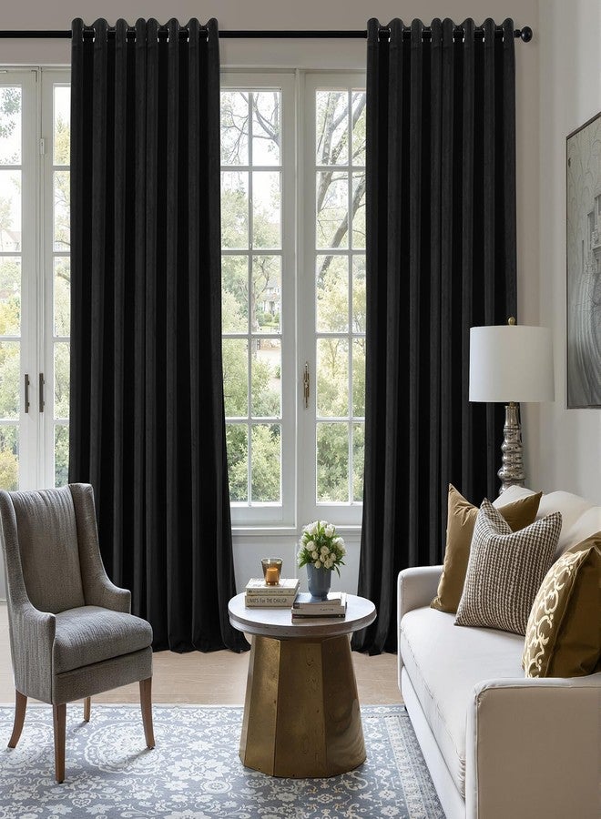 ANRODUO Black Velvet Curtains 84 Inches Long Blackout Thermal Insulated Soundproof Curtain Privacy Room Darkening Curtains Grommet Window Drapes for Bedroom Living Room 42 x 84 Inch Set of 2 - Image 2