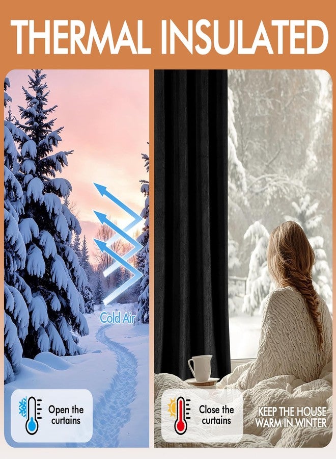 ANRODUO Black Velvet Curtains 84 Inches Long Blackout Thermal Insulated Soundproof Curtain Privacy Room Darkening Curtains Grommet Window Drapes for Bedroom Living Room 42 x 84 Inch Set of 2 - Image 5