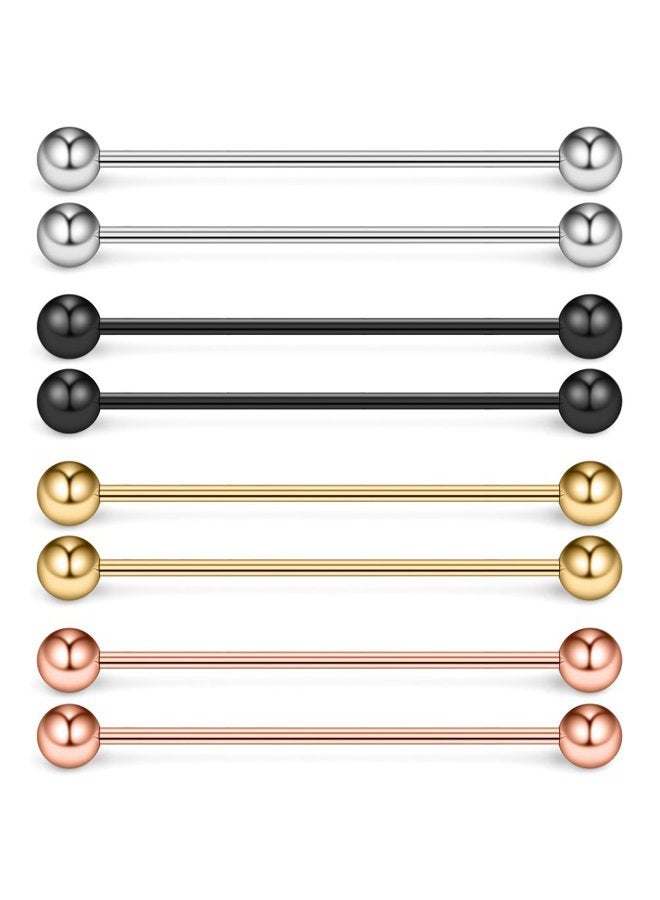 Ruifan 4PRS(8PCS) 16G Mix Color Industrial Barbell Cartilage Earring Retainer Body Piercing Jewelry 28-40mm - Image 1
