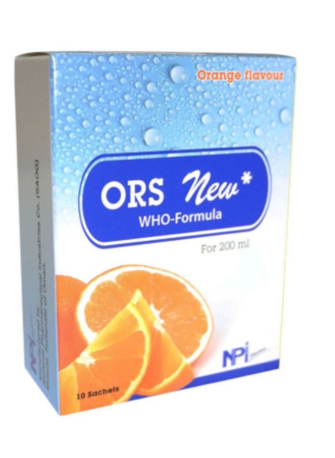 O.R.S ORS New WHO Formula Orange Flavour Powder – Fast Rehydration Electrolyte Drink, 200 ml (10 Sachets) - Image 2