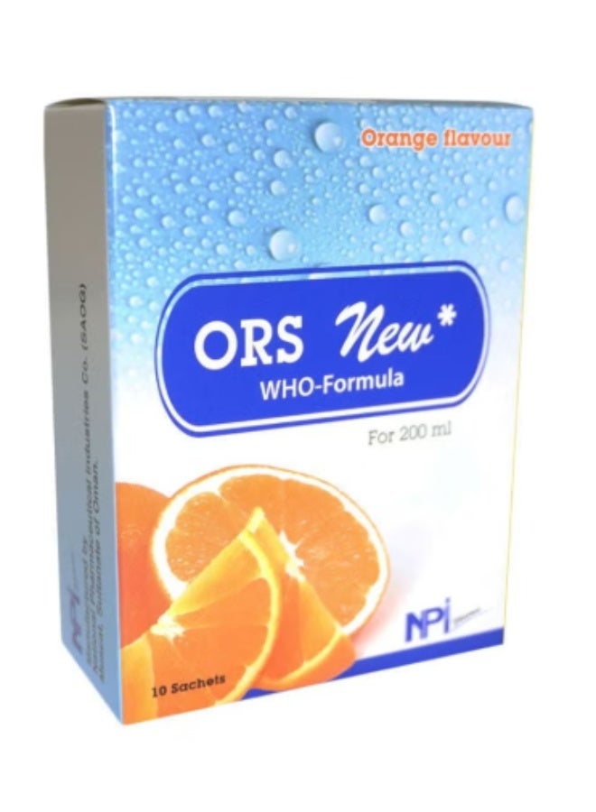 O.R.S ORS New WHO Formula Orange Flavour Powder – Fast Rehydration Electrolyte Drink, 200 ml (10 Sachets) - Image 3