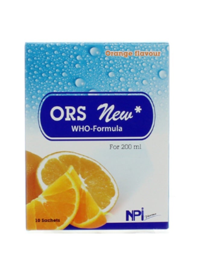 O.R.S ORS New WHO Formula Orange Flavour Powder – Fast Rehydration Electrolyte Drink, 200 ml (10 Sachets) - Image 1