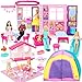 Style Shine Doll House Portable Foldable Dollhouse w 60 Pcs 2 Dolls Play House Toy with Bedroom Kitchen Pet House Camping Playset Playhouse Birthday Gift for Girl Kid Toddler - Image 3