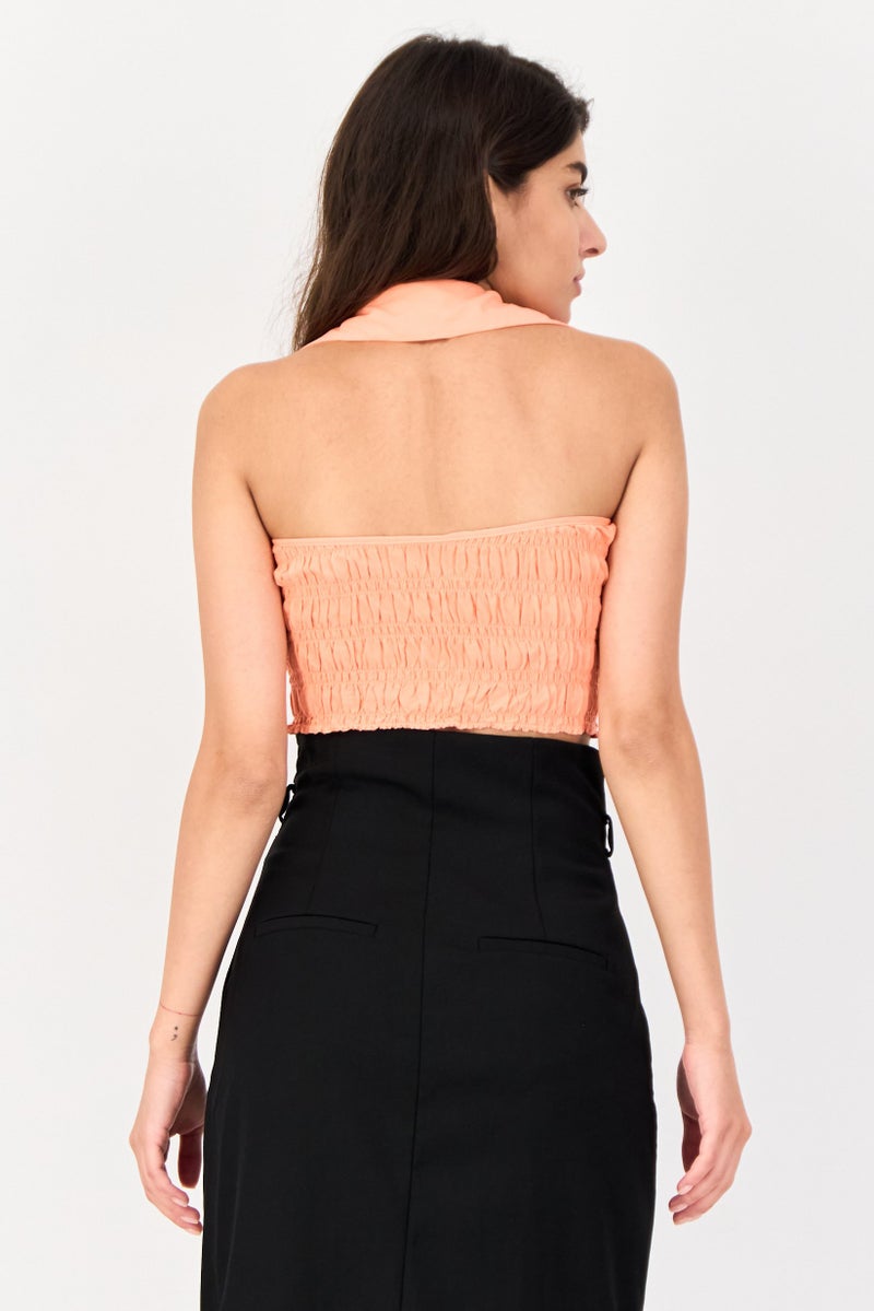 Cropp بلوزة نسائية بدون أكمام بتصميم هالتر، كورال - Image 3