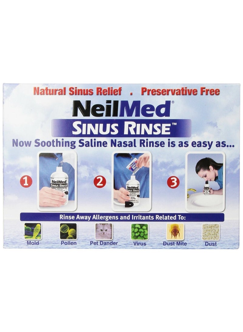Sinus Rinse Kit 250 Premixed Saline Packets with Bonus Bottle – Nasal Irrigation Allergy Relief Nasal Wash for Sinus Congestion Cold & Flu Relief