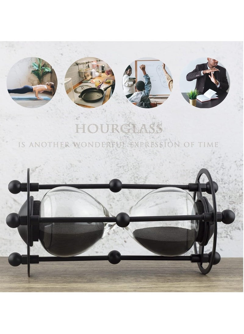 Excefore Hourglass Timer, 15 Minutes Sand Timer Vintage Metal Men's Ladies Quiet Clock for Home Office Kitchen Wedding Decor Ornaments (Black) - Image 3