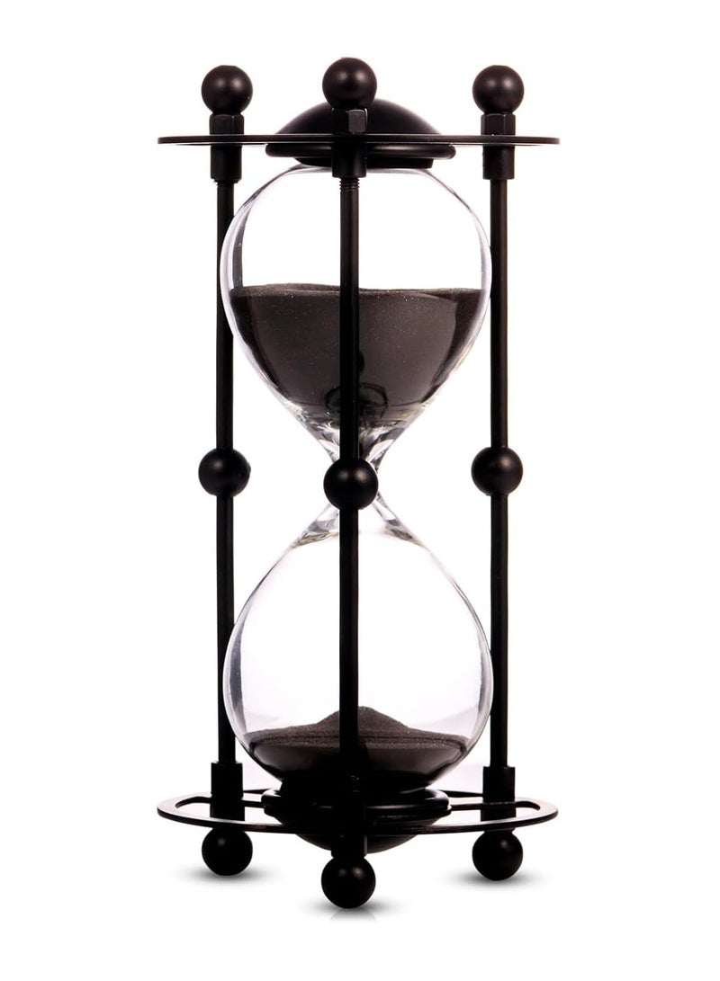 Excefore Hourglass Timer, 15 Minutes Sand Timer Vintage Metal Men's Ladies Quiet Clock for Home Office Kitchen Wedding Decor Ornaments (Black) - Image 1