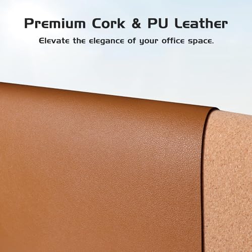 Aothia DoubleSided Desk Pad 378x17 Leather Desk Mat Eco Cork Desk Pad ProtectorLarge Mouse PadWaterproof Desk Blotter for OfficeHomeBrown - Image 3