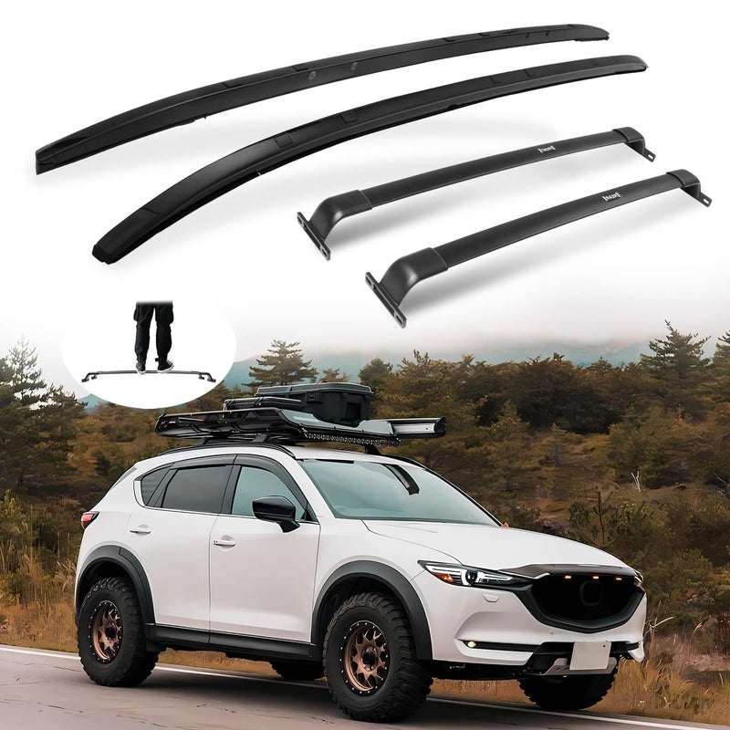 SNIXWOO Enhanced 220 LBS Roof Racks Side Rails for Mazda CX5 CX5 20172025 All Aluminum Alloy A Set Includes 2 Cross Bars and 2 Roof Rails Upgraded from OEStyle