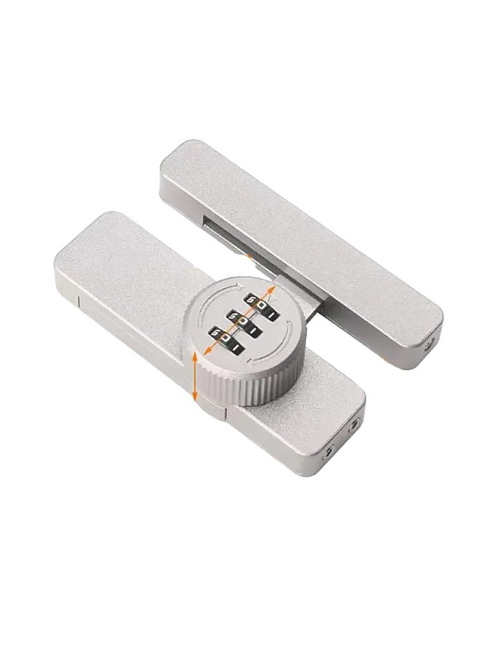 3 Digit Password Barn Door Lock, Zinc Alloy Security Door Buckle, Strong And Durable Door Latches, Moisture Resistance Combination Lock For Door Cabinet, (B1 Left, Silver)  - Image 1