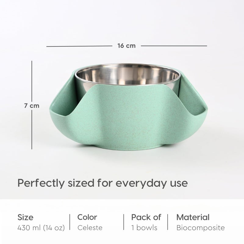 Eha Earth Friendly Double Dish Pistachio Serving Bowls for Snacks| Bowl Set of 1 | 400ml | Made with Rice Husk Biocomposite | Snack Bowls for Serving Dry Fruit Nuts, Candy | Celeste - Image 3