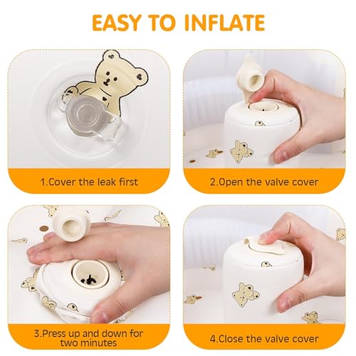 Tarkan Inflatable Baby Support Seat for 3-36 Months, 100% Safe Blow Up Chair with Built-in Air Pump, Infant Floor Seat (Bear) - Image 2