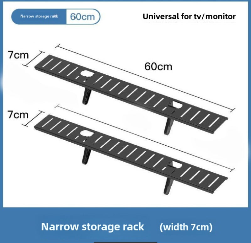 TV Desktop Set-top Box Storage Rack Monitor Top Punch-free Router Storage Box Bracket Sub-bracket(Narrow 60*7 two pack) - Image 1