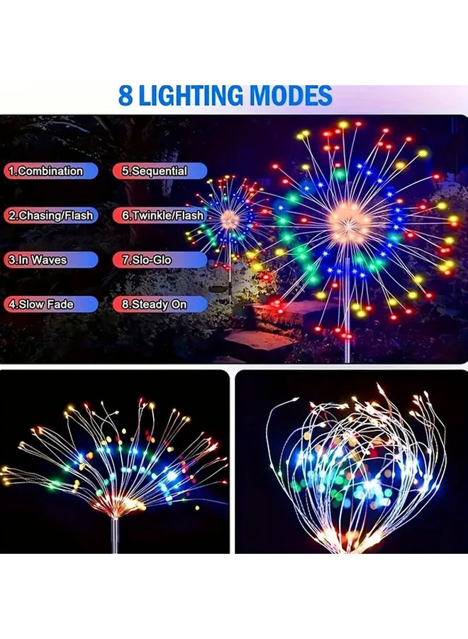 أضواء الألعاب النارية الشمسية 200 مصباح LED 8 أوضاع إضاءة زينة حدائق خارجية ذكية متعددة الألوان مع استشعار ذكي - Image 4