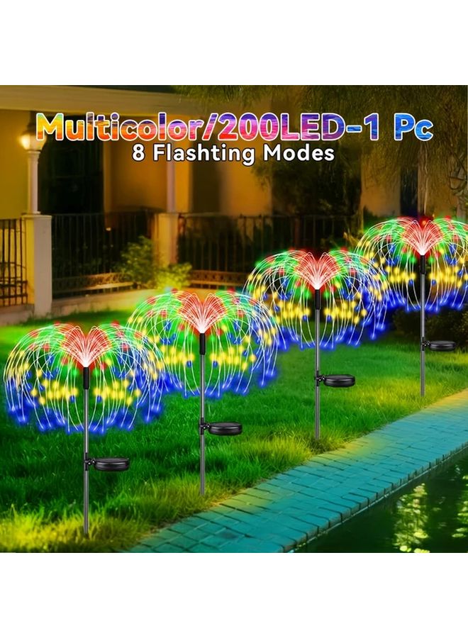 أضواء الألعاب النارية الشمسية 200 مصباح LED 8 أوضاع إضاءة زينة حدائق خارجية ذكية متعددة الألوان مع استشعار ذكي - Image 1