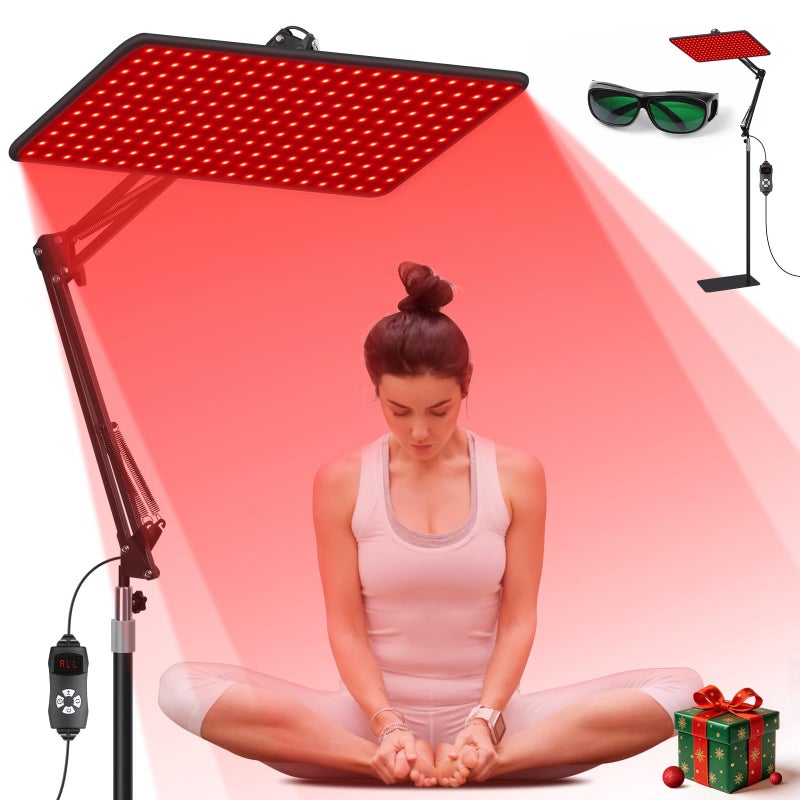Morfone Red Light Therapy for Body Face - Tri-Wavelength (660nm, 850nm, 940nm) LED Infrared Light Therapy Lamp Panel with Adjustable Stand, Protective Glasses for Home Use, Gift for Women Girl, Large - Image 1