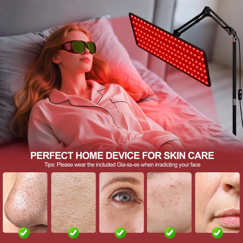 Morfone Red Light Therapy for Body Face - Tri-Wavelength (660nm, 850nm, 940nm) LED Infrared Light Therapy Lamp Panel with Adjustable Stand, Protective Glasses for Home Use, Gift for Women Girl, Large - Image 3