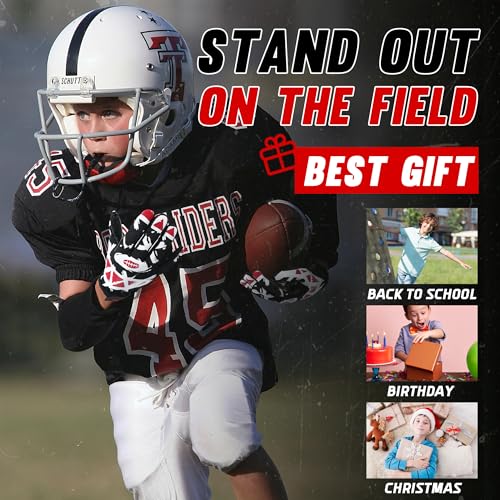 AIGEVTURE Youth Football Gloves Kids Receiver Sticky Football Gloves Boys Girls Black M - Image 3