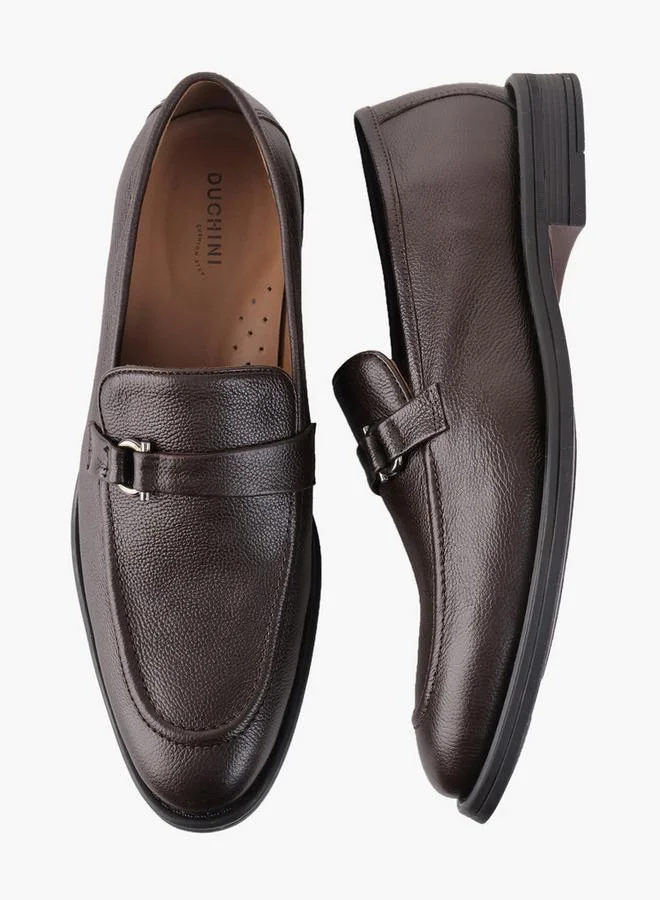 DUCHINI Men Metallic Accent Slip-On Loafers