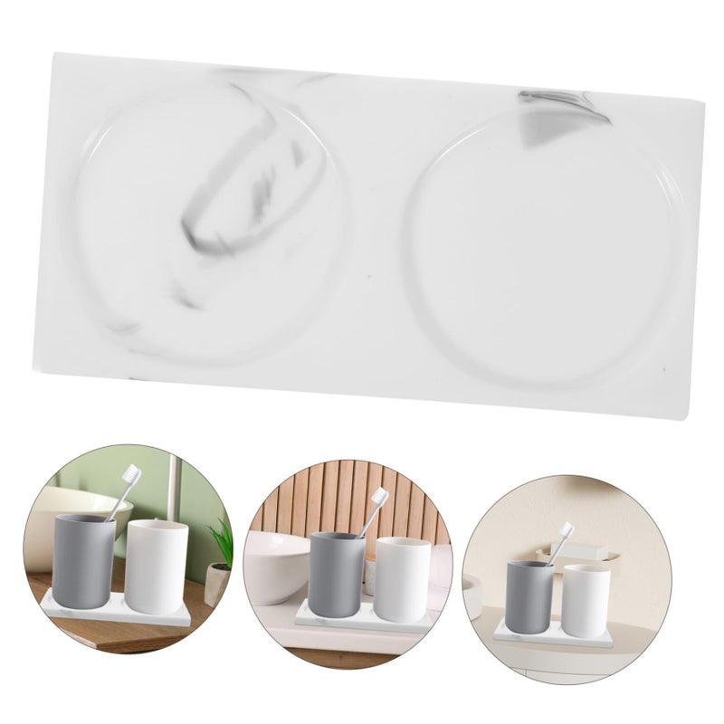 White Marble Serving Tray Vanity Counter Organizer For Bathroom Decor - Image 3