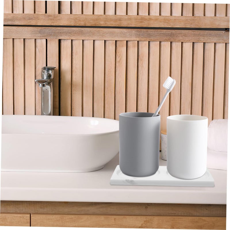 White Marble Serving Tray Vanity Counter Organizer For Bathroom Decor - Image 5