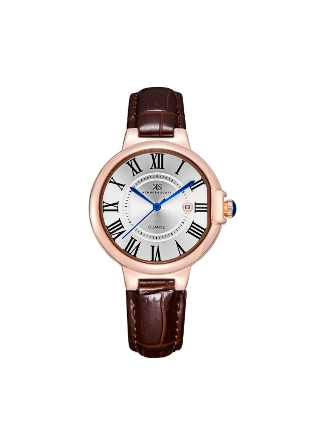KENNETH SCOTT Women's Genuine Leather Analog Watch K23553-RLDW - 32 mm