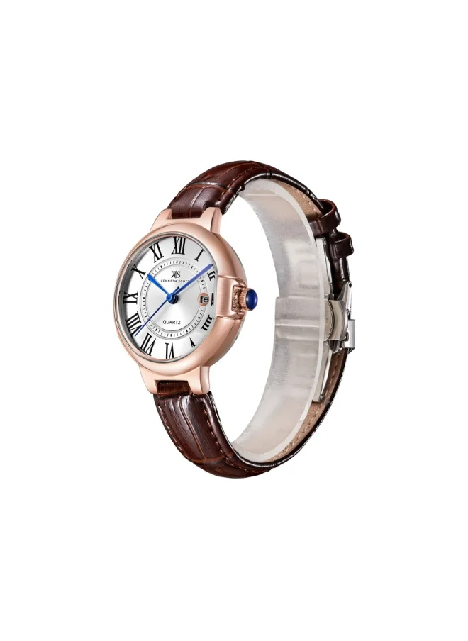 KENNETH SCOTT Women's Genuine Leather Analog Watch K23553-RLDW - 32 mm