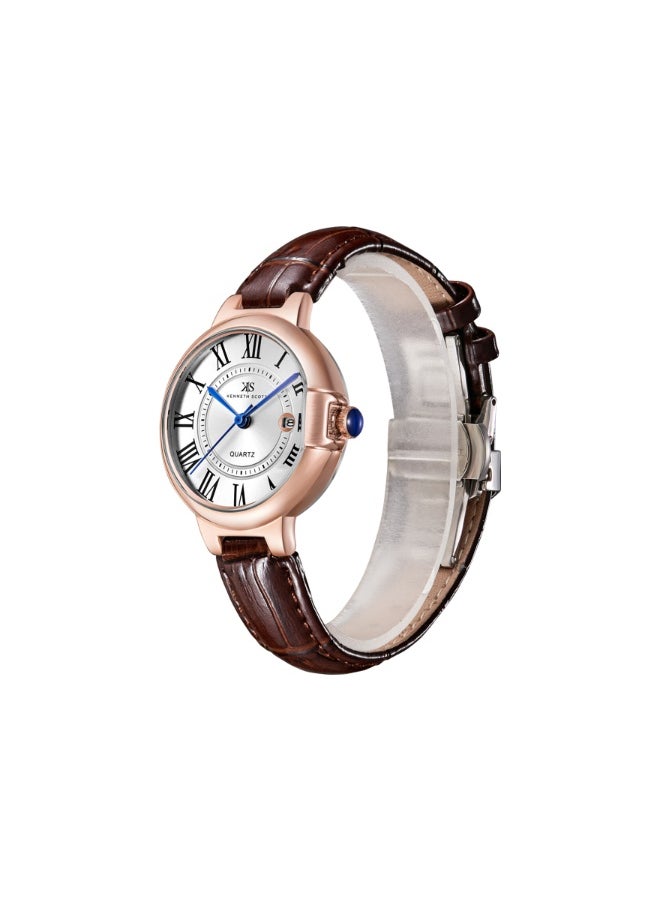 KENNETH SCOTT Women's Genuine Leather Analog Watch K23553-RLDW - 32 mm  - Image 2