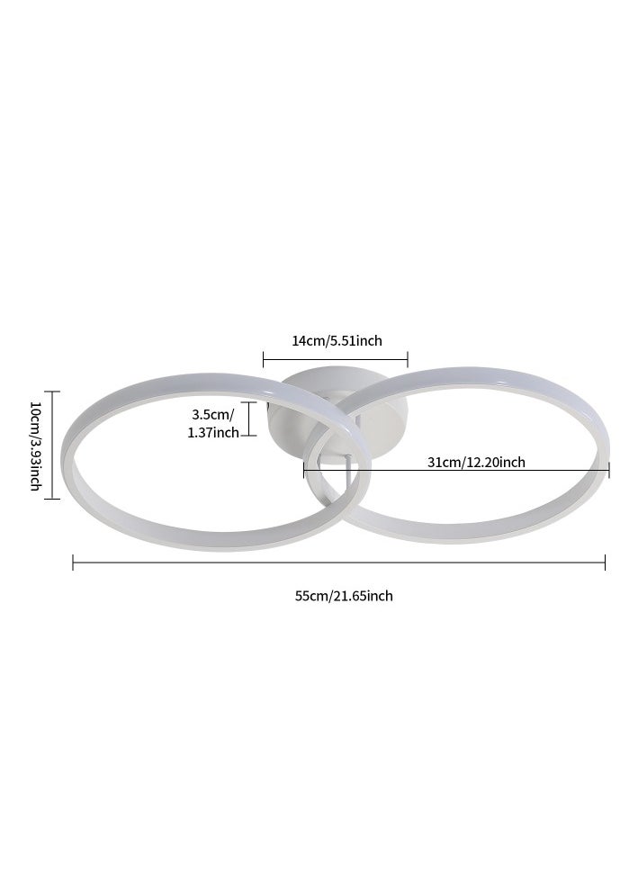 Comely LED Ceiling Light, Modern Ceiling Light, White Acrylic Double Ring for Bedroom , Living Room  - Image 3