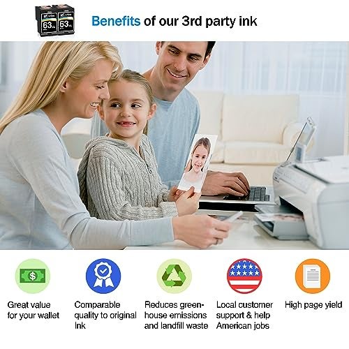 Cartlee Remanufactured Ink Cartridges Replacement for HP 63XL 63 XL for Envy 4512 4520 DeskJet 3632 2130 1110 1111 1112 2132 3630 3634 3637 3636 OfficeJet 3830 3833 4650 4655 4652 5255 5258 (2 Black) - Image 2