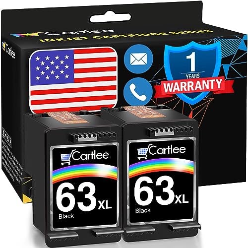 Cartlee Remanufactured Ink Cartridges Replacement for HP 63XL 63 XL for Envy 4512 4520 DeskJet 3632 2130 1110 1111 1112 2132 3630 3634 3637 3636 OfficeJet 3830 3833 4650 4655 4652 5255 5258 (2 Black) - Image 1