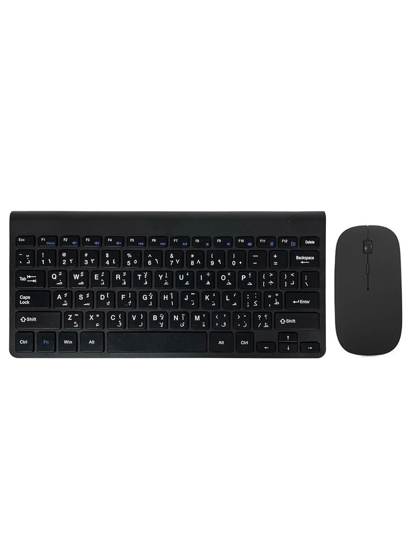 Rubik 2.4G Wireless Keyboard and Mouse Arabic/English for Mac PC Laptop Computer Smart TV Andriod IOS Windows (Black) 