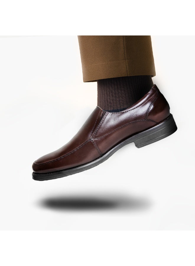 Mont Hawk Men’s Genuine Leather Gallus Shoes || Business Casual Slip-On Formal Shoes || Soft Comfortable Fit || Anti-Slip Rubber Sole || Lightweight Office Wear (Brown) - Image 2