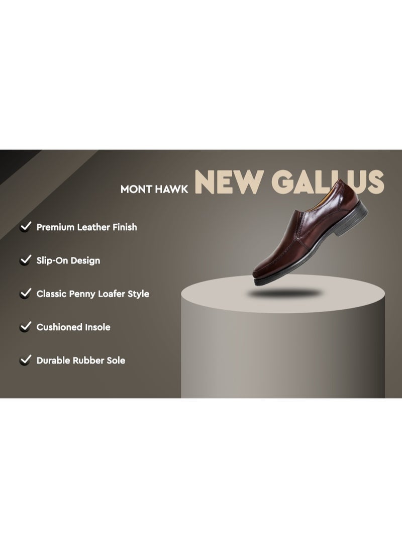 Mont Hawk Men’s Genuine Leather Gallus Shoes || Business Casual Slip-On Formal Shoes || Soft Comfortable Fit || Anti-Slip Rubber Sole || Lightweight Office Wear (Brown) - Image 5