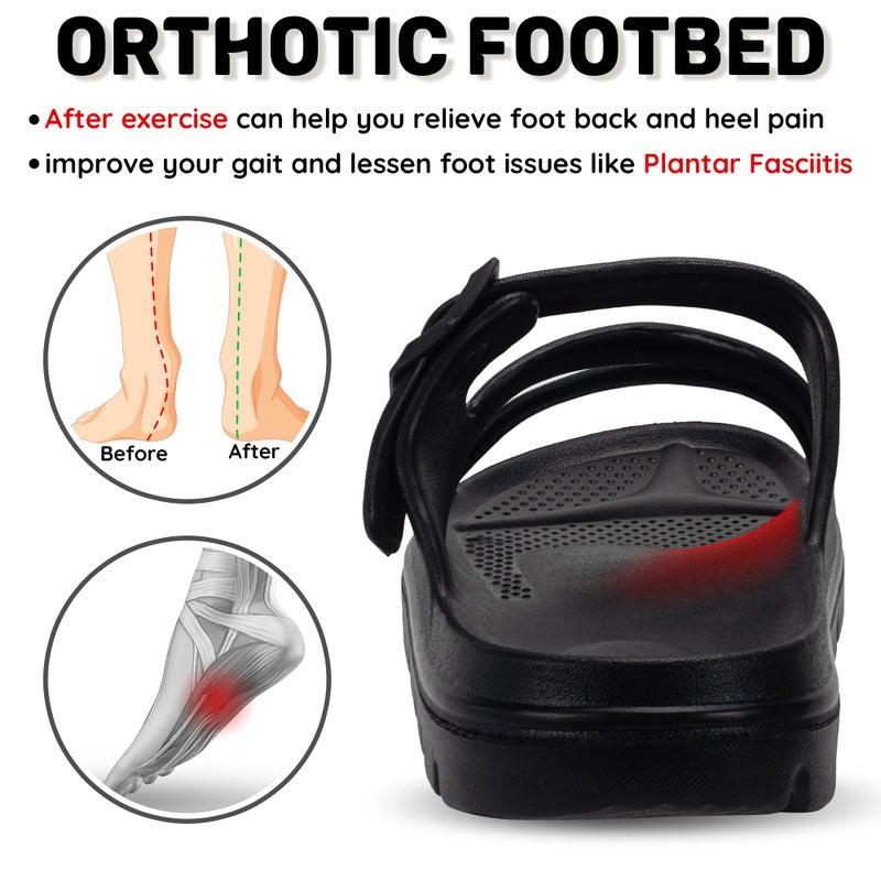 PIMIO Women's Arch Support Sandals for Women Slip On Recovery Slides for Plantar Fasciitis Relief, Non-Slip Lightweight Slippers With Thick Cushion For Waking Foot Pain & All-Day Comfort - Image 3