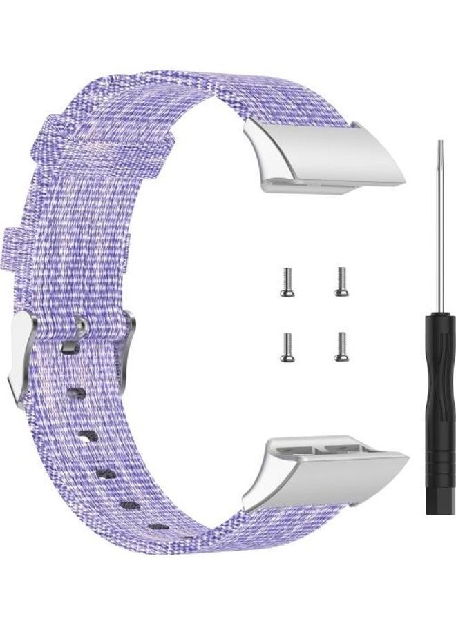 NIBEMINENT For Garmin Forerunner 35 / 30 Universal Nylon Canvas Replacement Wrist Strap Watchband Purple - Image 1