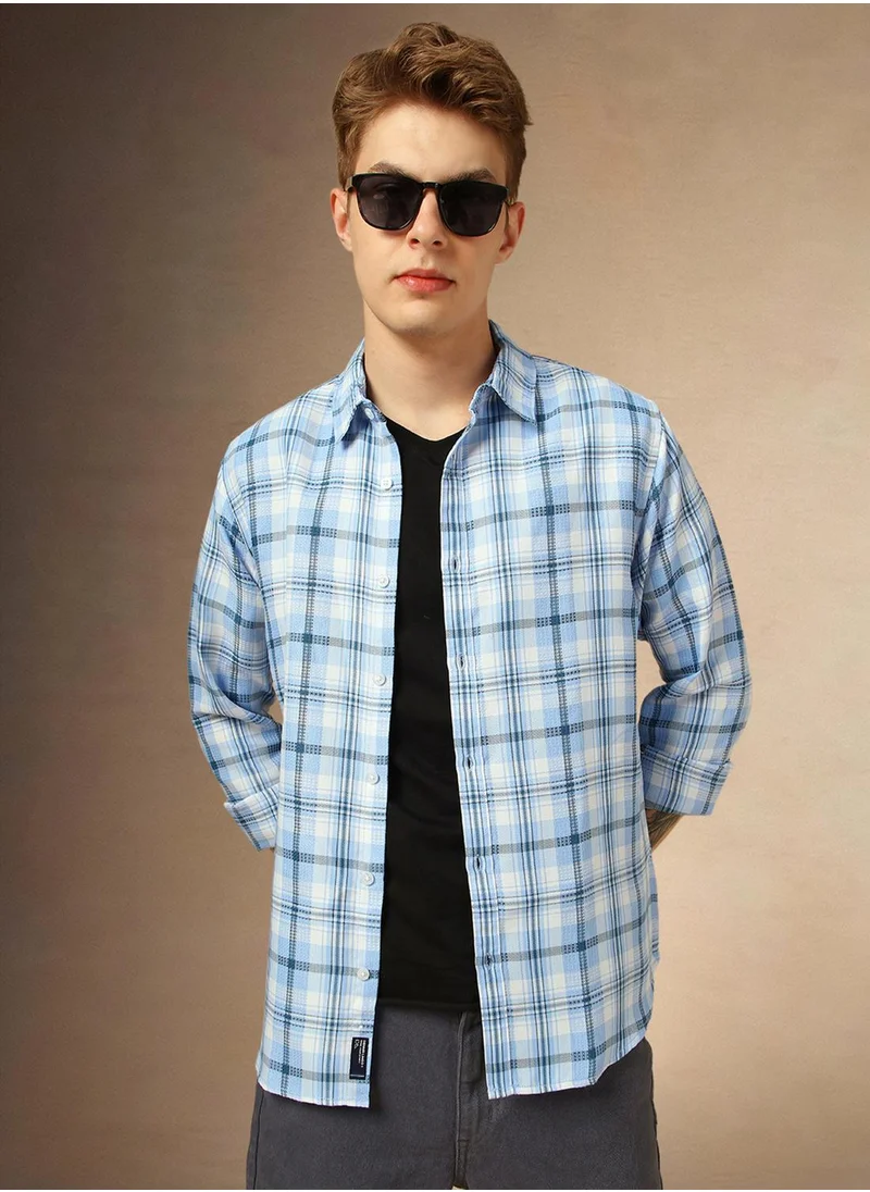 Dennis Lingo Men's Multicoloured Cotton Blend Checkered Button Down Shirt