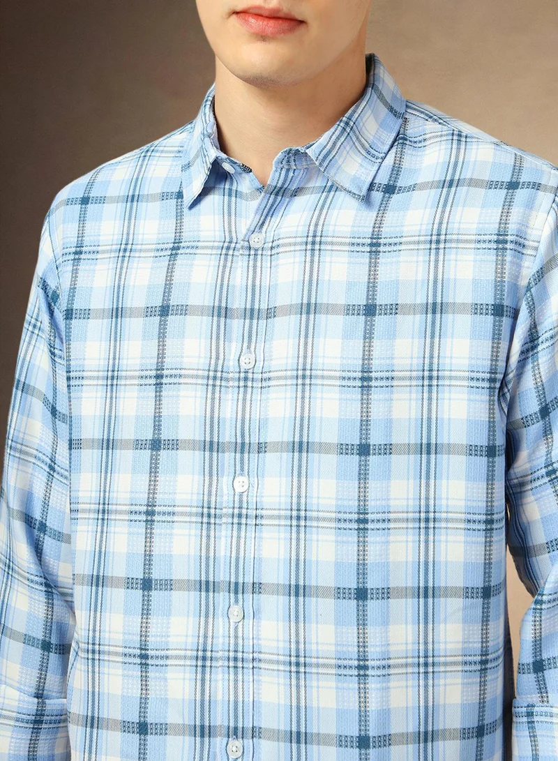 Dennis Lingo Men's Multicoloured Cotton Blend Checkered Button Down Shirt
